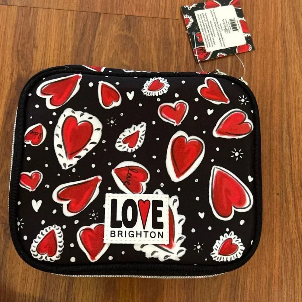 NWT Brighton love black red love heart zip around jewelry case organizer travel